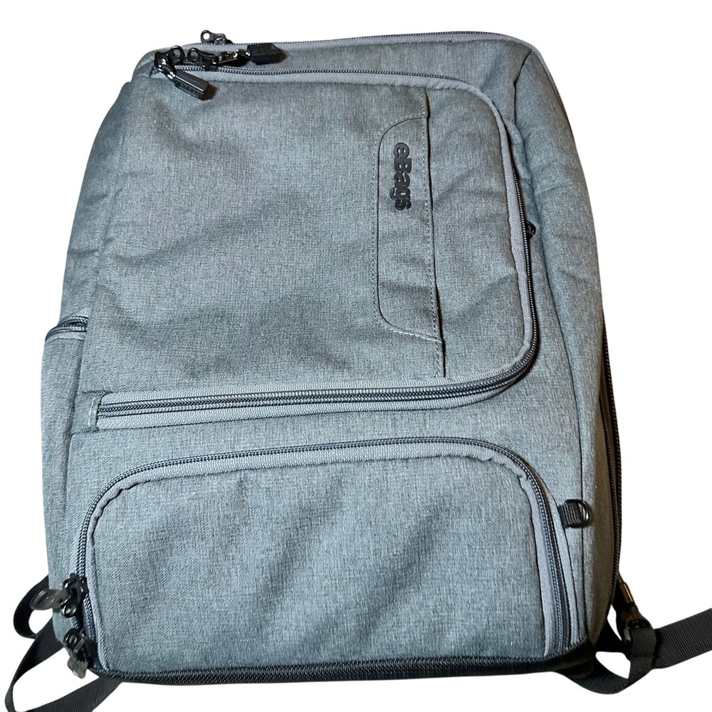 eBags Professional Slim Laptop Backpack Heathered Graphite Gray Travel Bag